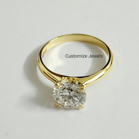 IGI 2.0CT Round Lab Created Diamond Engagement Ring In 14k Gold,F-VS1 - Picture 4 of 11